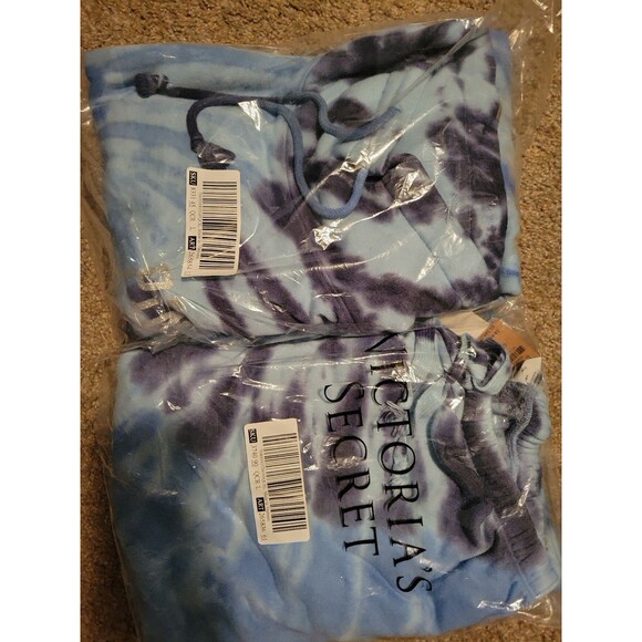 VS PINK outfit blue SET TIE DYE cowl neck joggers L - Picture 6 of 6